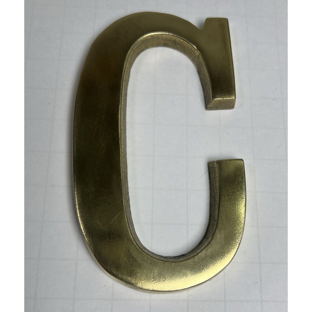 Solid Brass Polished Paperweight Letter "C" x 4.25" x 2.5" x 0.5" DECOR